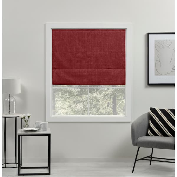 EXCLUSIVE HOME Acadia Red Cordless Total Blackout Roman Shade 34 in. x 64 in. L