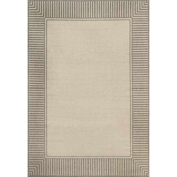 nuLOOM Asha Light Grey 8 ft. x 10 ft. Bordered Indoor/Outdoor Area Rug