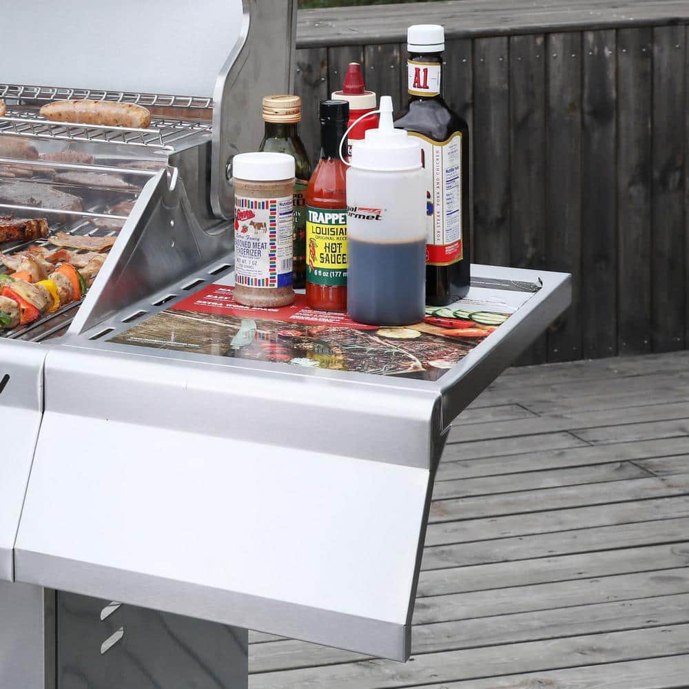 Stainless Steel 4-Burner Propane Gas Grill with Side Burner