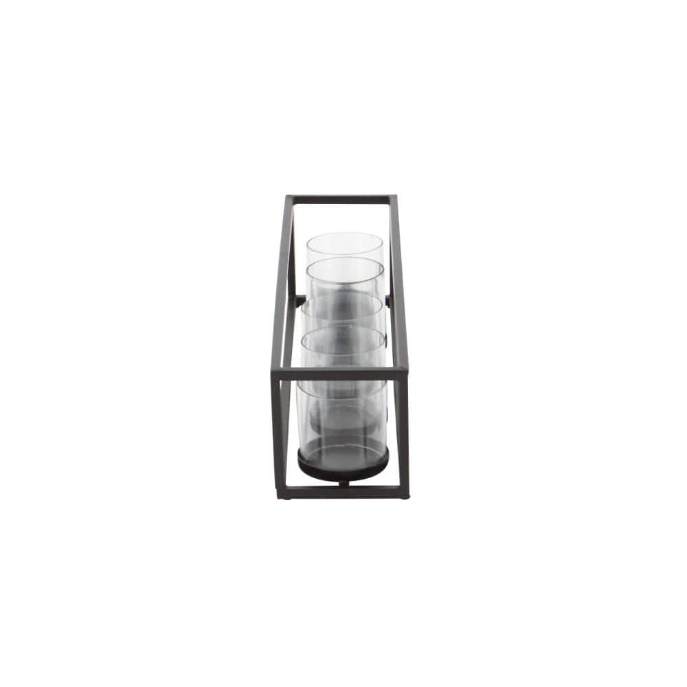 Elegant 22" Black Iron and Glass Five-Votive Candle Holder