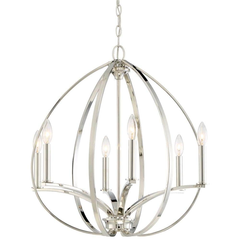 Minka Lavery - Tilbury - Chandelier 6 Light Polished Nickel in Transitional