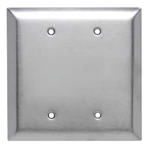 Pass & Seymour 302/304 S/S 2 Gang 2 Box Mounted Blank Oversized Wall Plate, Stainless Steel (1-Pack)