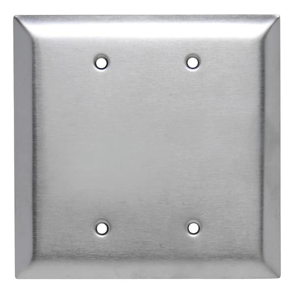 Legrand Pass & Seymour 302/304 S/S 2 Gang 2 Box Mounted Blank Oversized Wall Plate, Stainless Steel (1-Pack)