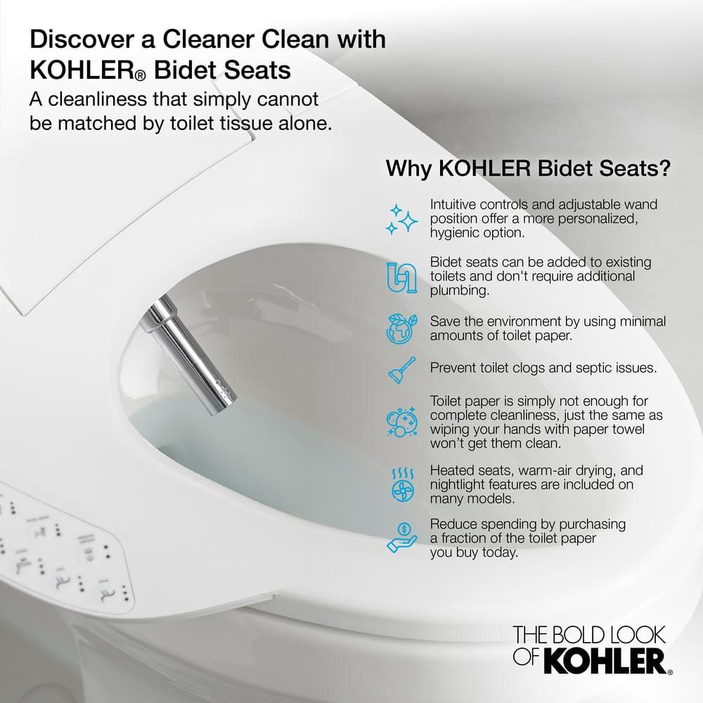 White Elongated Warm Water Bidet Toilet Seat with UV Sanitizing