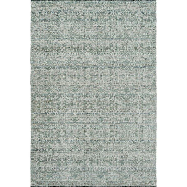 Mayfield Premium Machine Washable Abstract AMF2152 Teal 3 ft. x 4 ft. Area Rug