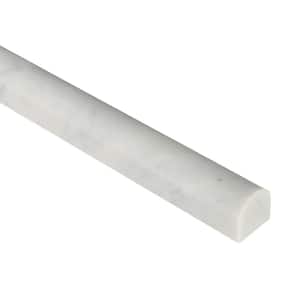 Carrara White Pencil Molding 3/4 in. x 12 in. Honed Marble Wall Tile (20 lin. ft. / case)