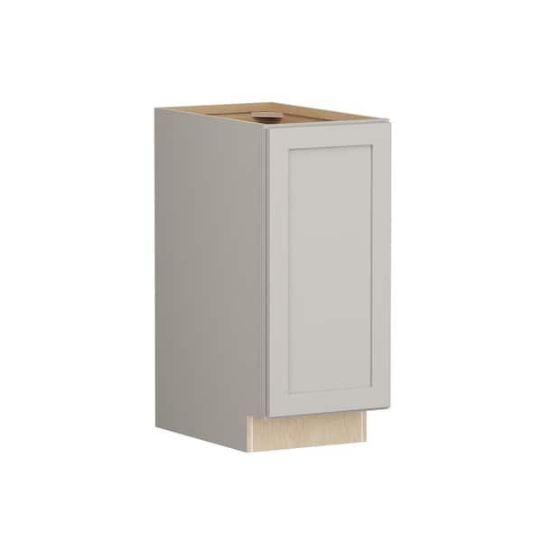 SIMPLY WOODMARK PRO Shaker Full Overlay 15 in. W. x 24 in. D x 34.5 in. H Plywood Assembled Full Height Base Kitchen Cabinet in Stone Gray