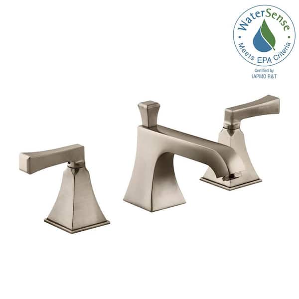 KOHLER Memoirs 8 in. Widespread 2-Handle Low-Arc Water-Saving Bathroom Faucet in Vibrant Brushed Bronze with Deco Lever Handles