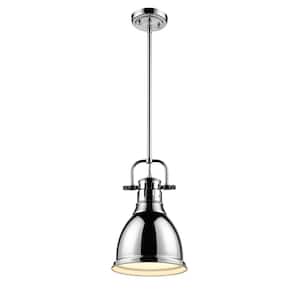 Duncan 1-Light Chrome 8.8 in. Pendant with Chrome Shade