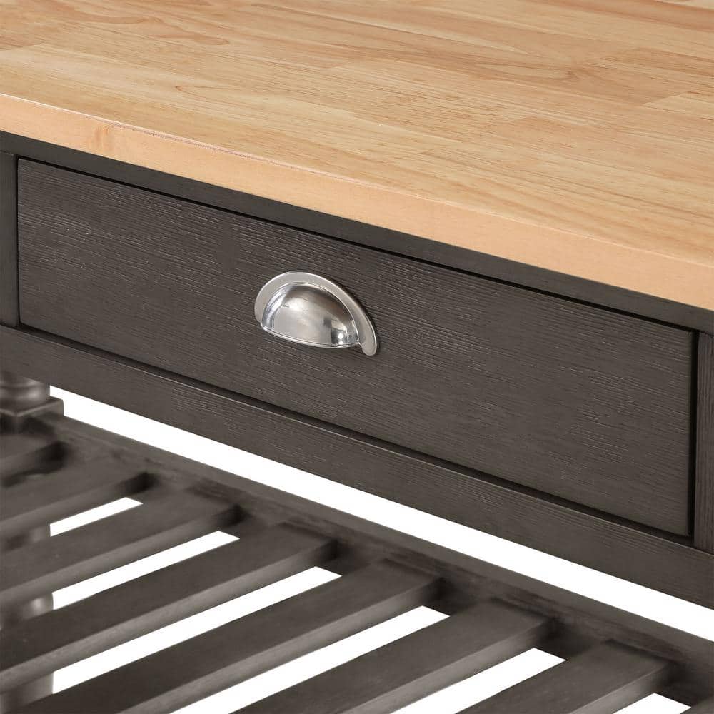 Classic Butcher Block Kitchen Cart with Wine Storage and Drawers