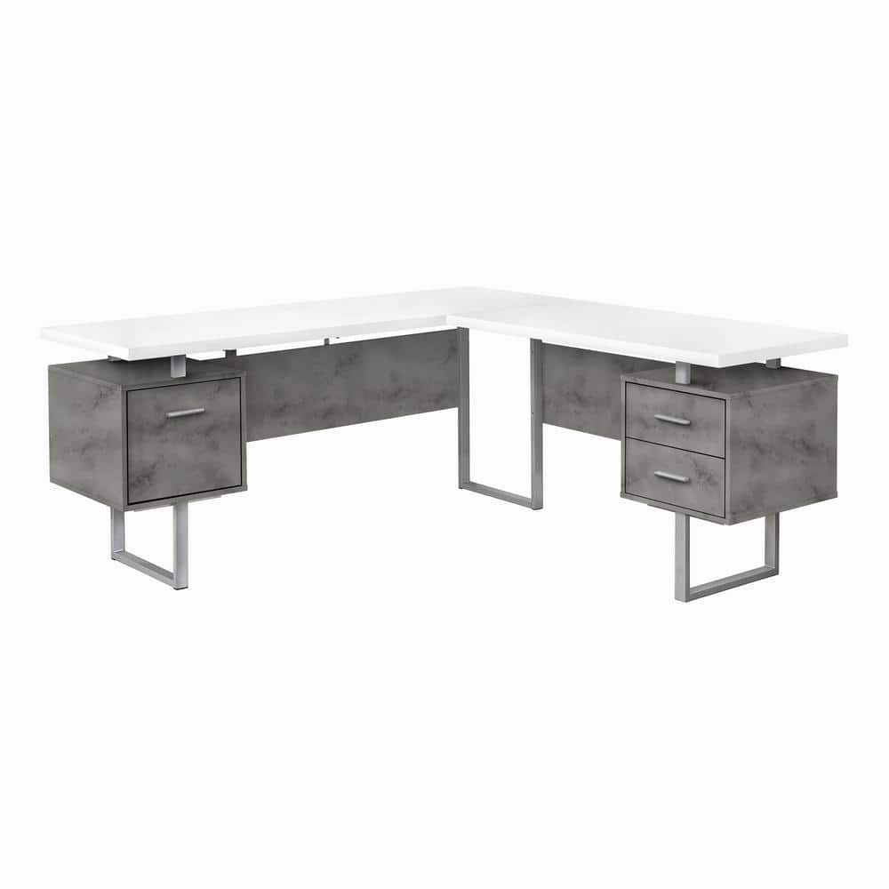 concrete l shaped desk