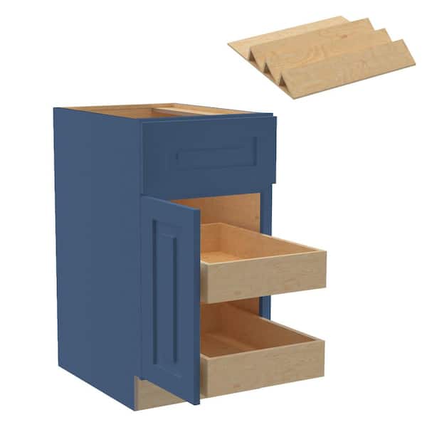 Home Decorators Collection Grayson 18 in. W x 24 in. D x 34.5 in. H Assembled Plywood Base Kitchen Cabinet in Mythic Blue with 2ROT Spice LH