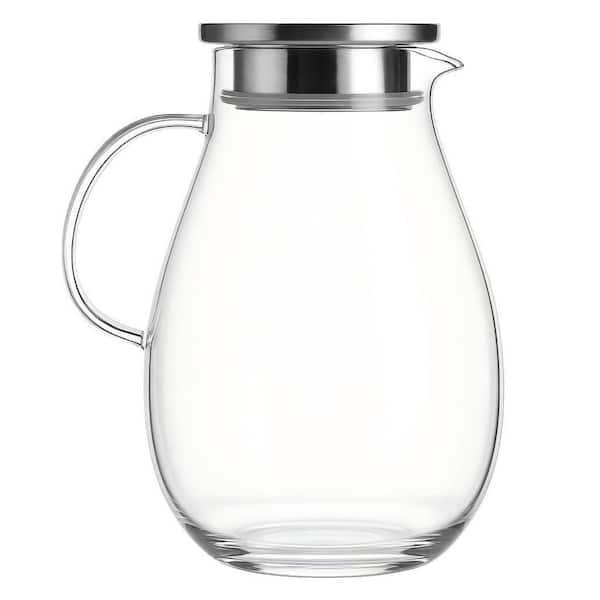 60 fl. oz. Glass Pitcher Water Jug with Lid, Large Drink Pitcher for Lemonade, Iced Tea, Cold Brew