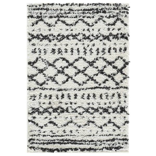 Arizona Shag 2 ft. x 3 ft. Ivory/Black Tribal Area Rug