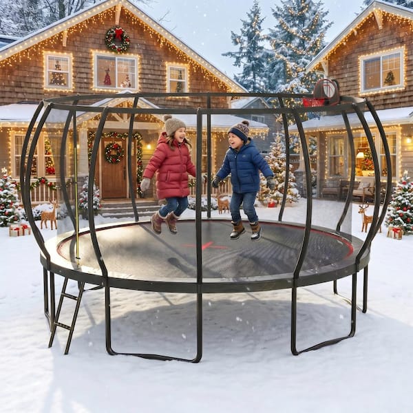 SUNRINX FLIPZA 16 ft. Black and Red Outdoor Trampoline ASTM/CPC