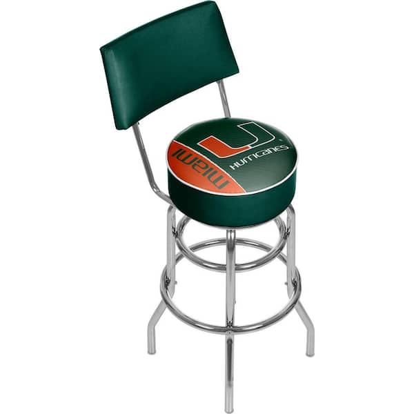 Trademark Global University of Miami Text 31 in. Chrome Padded Bar Stool