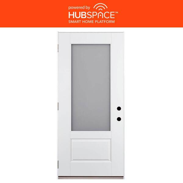 Feather River Doors Smart Glass 36 in. x 80 in. Right Hand Outswing Impact 3/4-Lite Smooth Unfinished Fiberglass Prehung Front Door