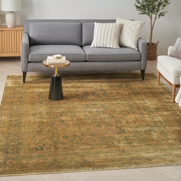 Luxurious Olive 9 ft. x 12 ft. Distressed Traditional Area Rug