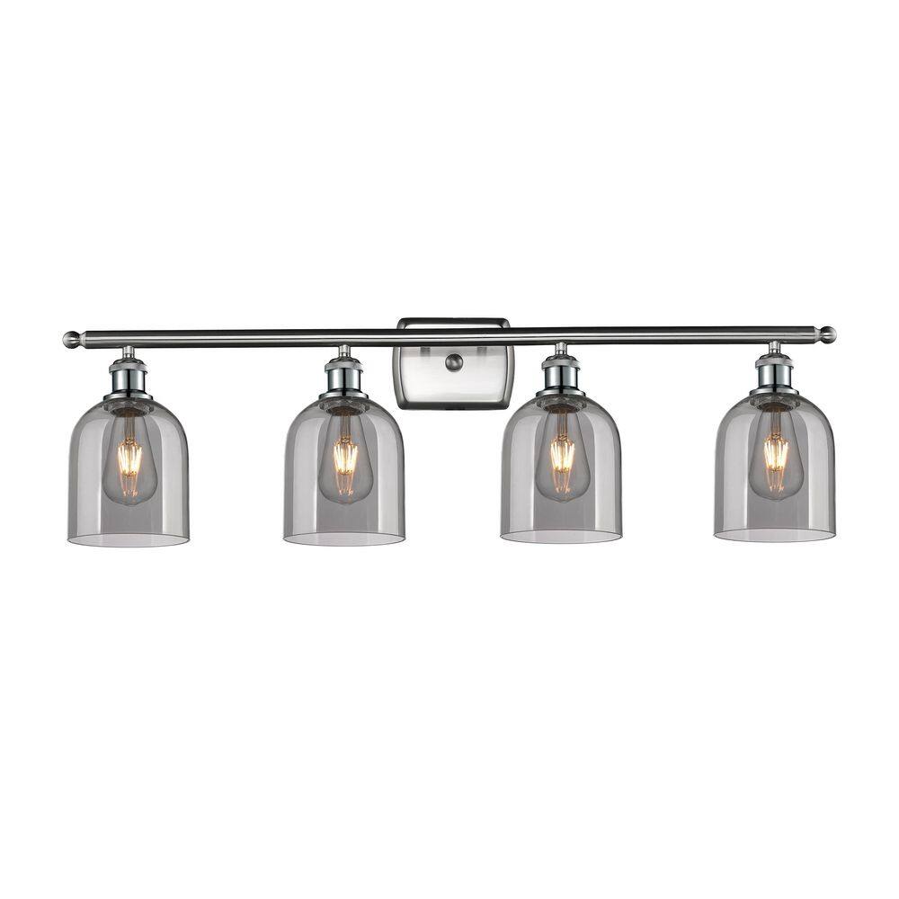 Bella 35.5 in. 4-Light Brushed Satin Nickel Vanity Light with Glass Shade price history on PriceWatchPro