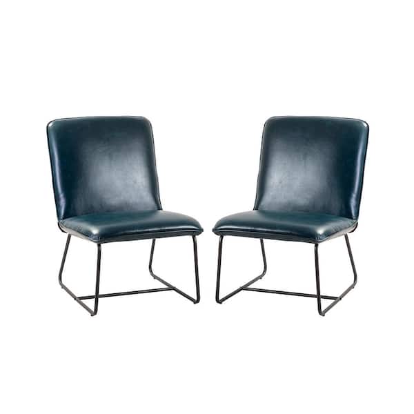 JAYDEN CREATION 0rorbia Comfy Accent Turquoise Side Chair with Metal Base (Set of 2)