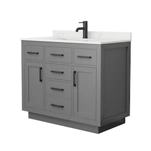 Beckett TK 42 in. W x 22 in. D x 35 in. H Single Bath Vanity in Dark Gray with Giotto Quartz Top