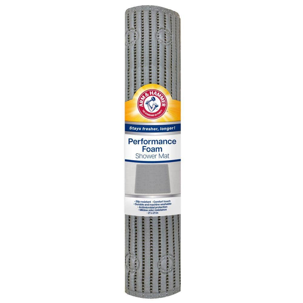ARM & HAMMER Performance Foam Vinyl 21 x 21 Shower Tub Mat in Grey
