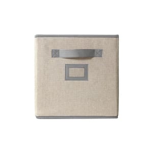 11 in. H x 10.5 in. W x 11 in. D Cream Fabric Cube Storage Bin