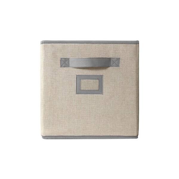 Home Decorators Collection 11 in. H x 10.5 in. W x 11 in. D Cream Fabric Cube Storage Bin