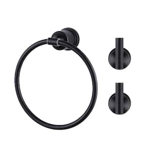 Round 3 -Piece Bath Hardware Set with Mount Hardware Included Towel/Robe Hook in Oil Rubbed Bronze