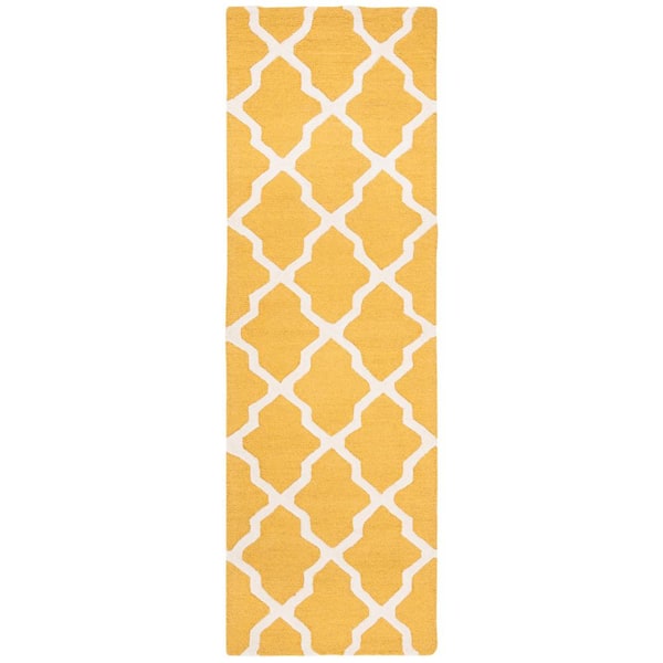 SAFAVIEH Cambridge Gold/Ivory 3 ft. x 8 ft. Geometric Trellis Runner Rug