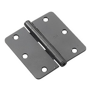 3-1/2 in. x 3-1/2 in. Black Full Mortise Butt Hinge with Removable Pin (2-Pack)