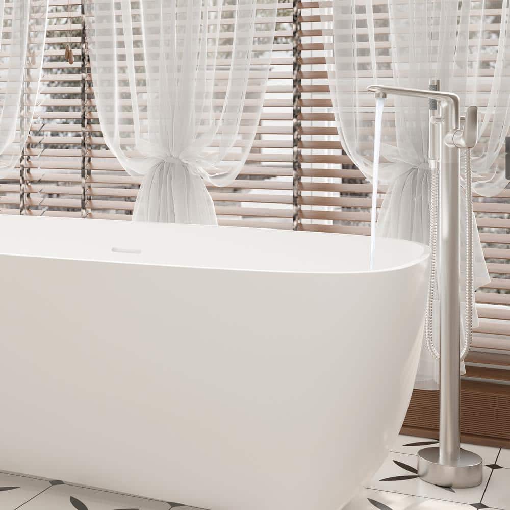 Brushed Nickel Freestanding Bathtub Faucet with Handshower