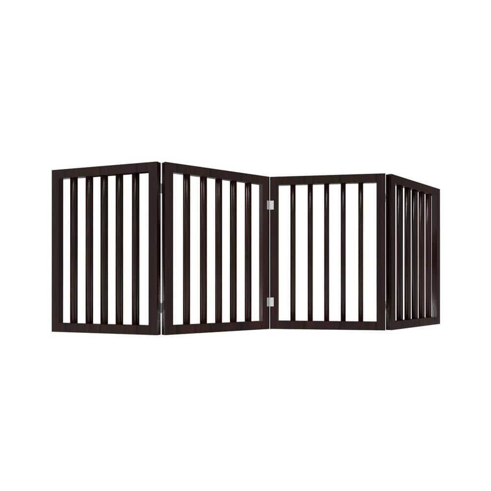 Petmaker 4-Panel Wooden Freestanding Folding Pet Gate in Brown HW3210224 -  The Home Depot