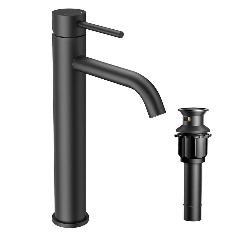 Single Hole Single-Handle Bathroom Faucet with Supply Hose and Pop-Up Drain in Matte Black price history on PriceWatchPro