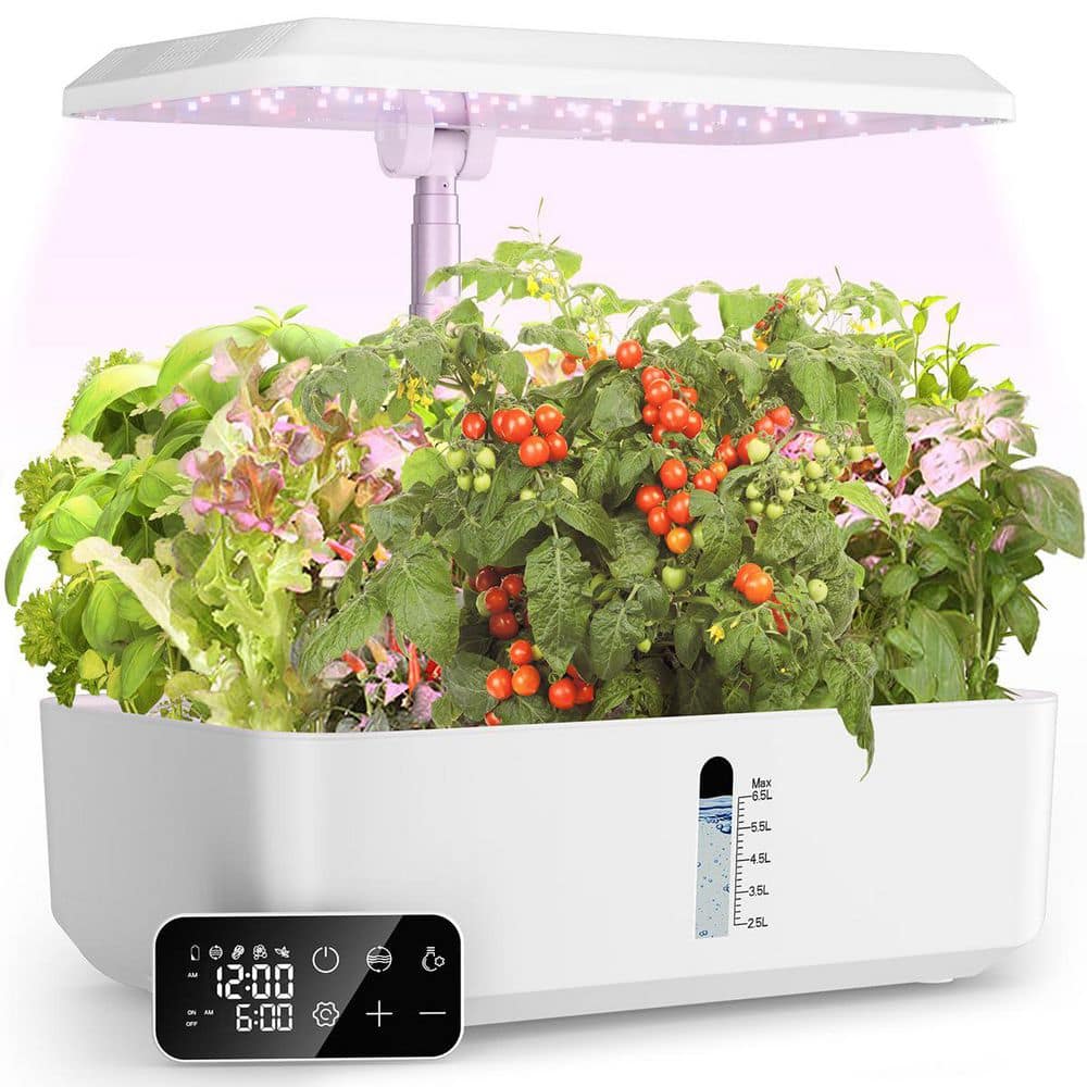 12-Pod Hydroponic Indoor Garden Kit w/ Adjustable Grow Light, 6.5L Water Tank, Ultra-Quiet Pump, 3 Growth Modes, White price history on PriceWatchPro