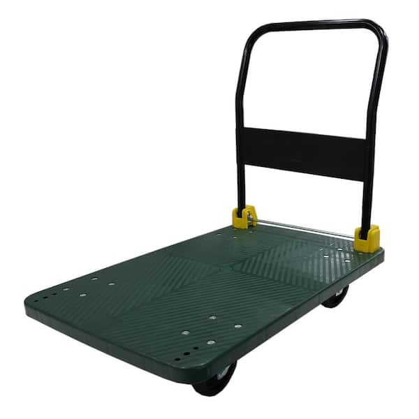 880 lbs. Capacity Platform Truck Flatbed Cart Heavy Duty Steel Foldable Push Cart Dolly with Swivel Wheels for Moving