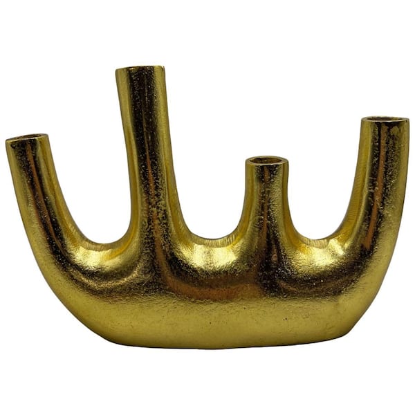 castellousa 13 in. Abstract 4-fingers Decorative Metal Sculpture in Gold