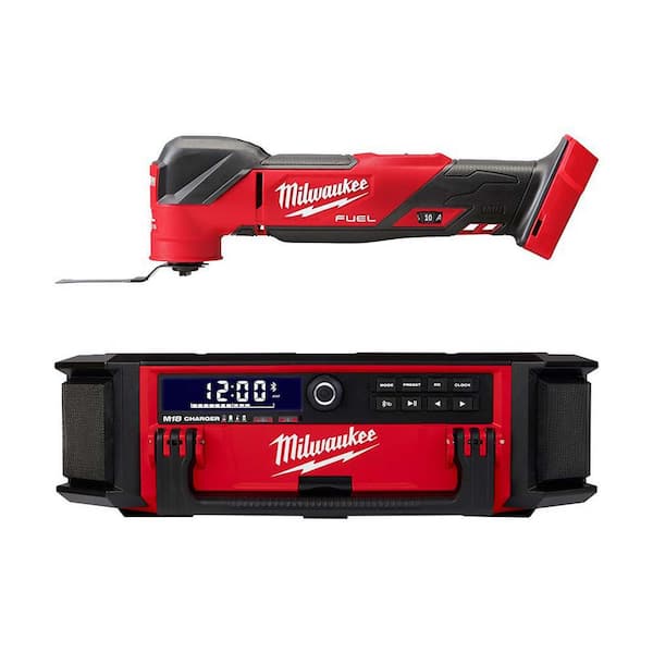 Milwaukee M18 FUEL 18V Lithium Ion Cordless Brushless Oscillating Multi Tool with PACKOUT Radio 2836 20 2950 20 The Home Depot