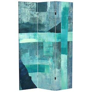 6 ft. Indigo Shadow Printed 3-Panel Room Divider
