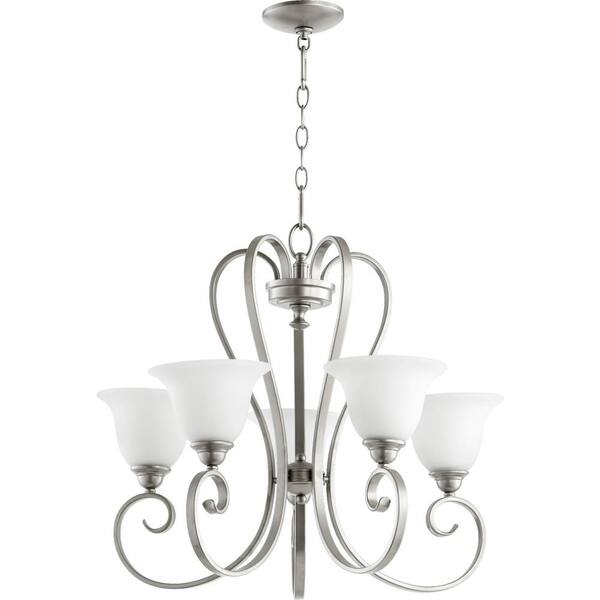 Quorum INTERNATIONAL Celesta 5-Light Classic Nickel Chandelier with Satin Opal Glass