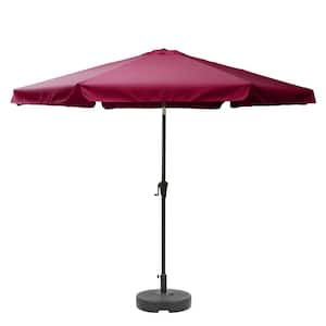 10 ft. Steel Market Round Tilting Patio Umbrella and Base in Wine Red