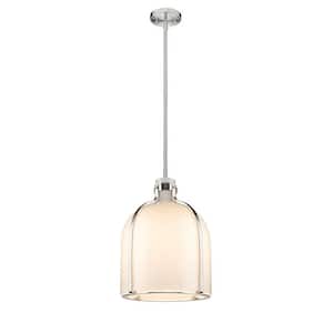 Pearson 12.25 in. 1-Light Brushed Nickel Pendant Light with White Opal Glass Shade