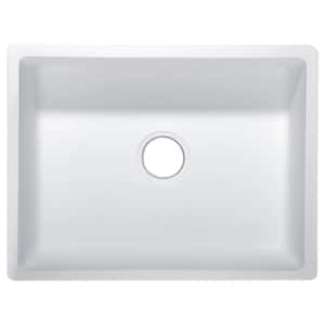 Roine Farmhouse Solid Surface Man Made Stone 24 in. Single Bowl Kitchen Sink in Matte White