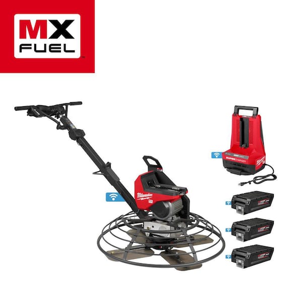 Milwaukee MX FUEL Lithium-Ion Cordless 36 in. Walk-Behind Trowel Kit with (3) FORGE HD12.0 Batteries and (1) MX FUEL Super Charger