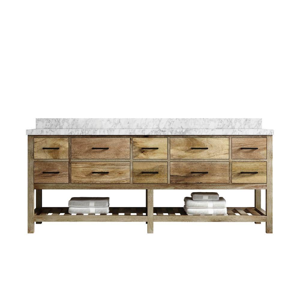 Parker Mango 84 in. W x 22 in. D x 36 in. H Double Sink Bath Vanity in Natural Mango with 2 in. Carrara Marble Top price history on PriceWatchPro