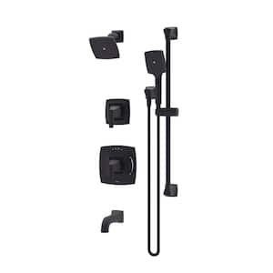 Oak HydroMersion Single Handle Tub and Shower Trim Kit with Hand Spray in Matte Black (Valve Not Included)