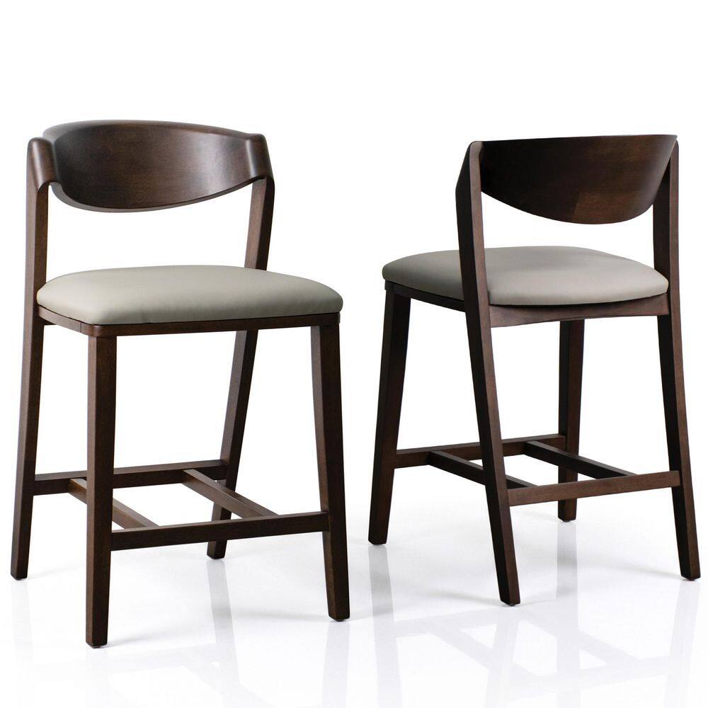 Shelun Rich Walnut Faux leather Curved Back Counter Height Chair Set of 2 price history on PriceWatchPro