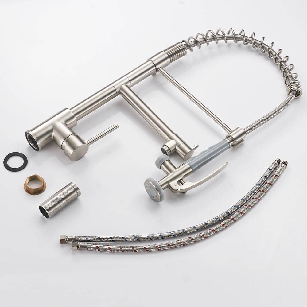 Brushed Nickel Commercial Pull-Down Kitchen Faucet with Sprayer