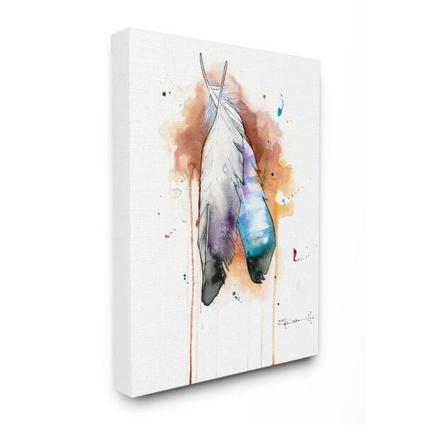 Feathers-birds watercolour High quality Canvas print Unframed or Framed