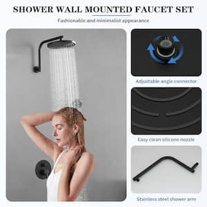 Single Handle 2-Spray Rain Shower Head Round Shower Faucet 2.5 GPM with High Pressure in. Matte Black(Valve Included)